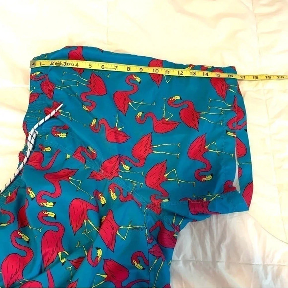 Men’s Flamingo Print Pink Blue tropical Miami Swim Trunks XL - Picture 10 of 10